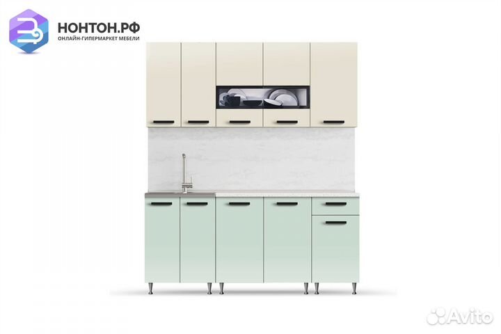 Кухня Рио-2 1.8м бежевый / мята