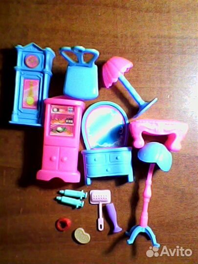 Кукольная мебель и кукла 7 см