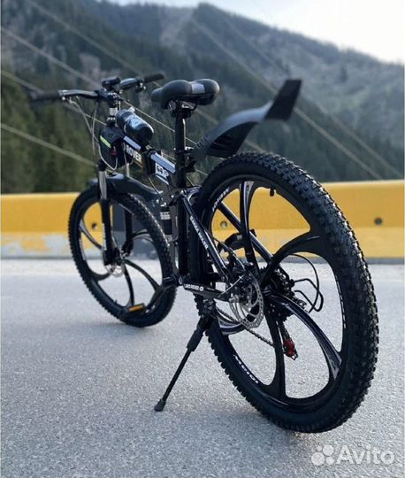 Велосипед складной на литых дисках черно-красный