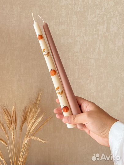 Осенняя свеча столовая, интерьерная с росписью