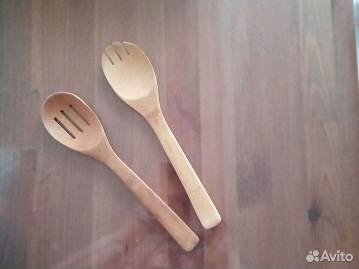 Салатник фарфор на бамбуковой подставке