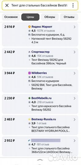 Тент для бассейнов BestWay (новый) 58292 BW