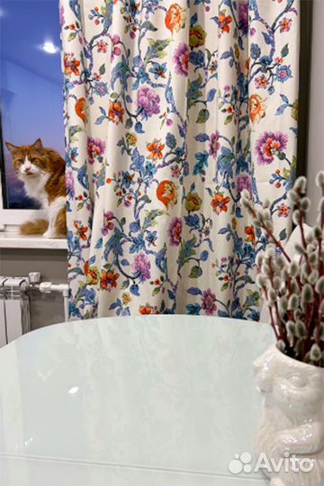 Шторы с цветами хлопок водоотталкивающие новые
