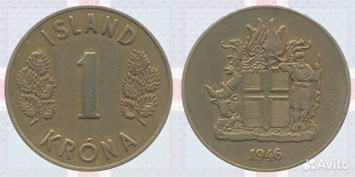 1 Крона 1946, 1959, 1978, 1981, 1989 Исландия