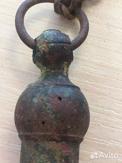 Свисток медный, старинный, с инициалами