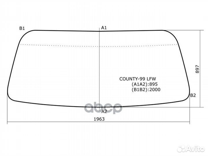 Стекло лобовое в резинку hyundai county 98-08 C
