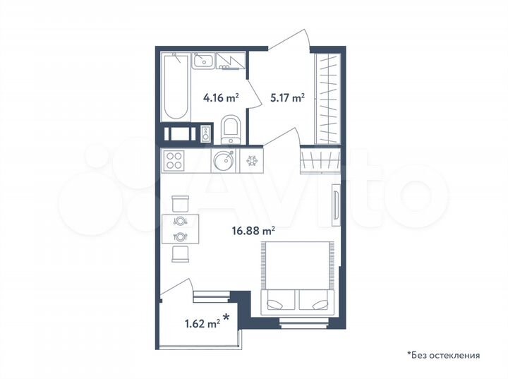 Квартира-студия, 27 м², 4/4 эт.