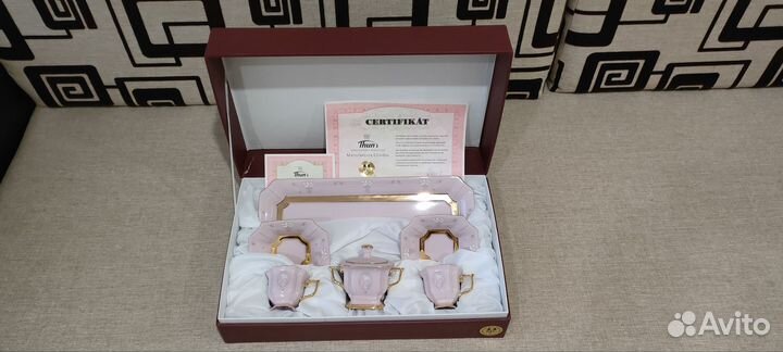 Кофейный набор розовый фарфор