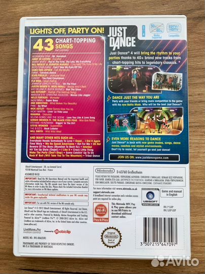 Wii Just Dance 4 диск Лицензия