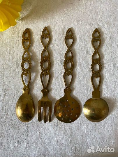 Антикварный кухонный набор, латунь. Англия