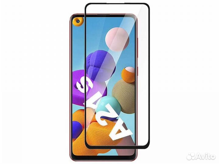 Защитное стекло 9D Samsung Galaxy A21S/A21 (черный