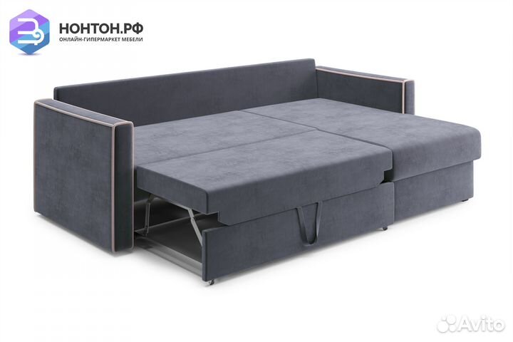 Диван угловой дельфин Леон темно-серый