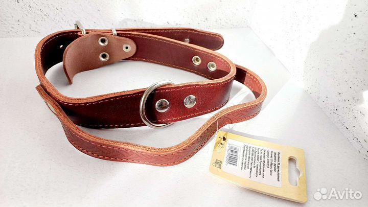 Кожаный ошейник с ручкой