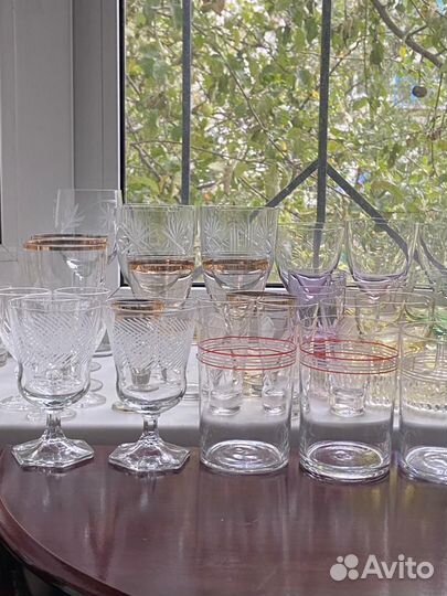 Рюмки,фужеры, бокалы хрусталь, цветное стекло СССР