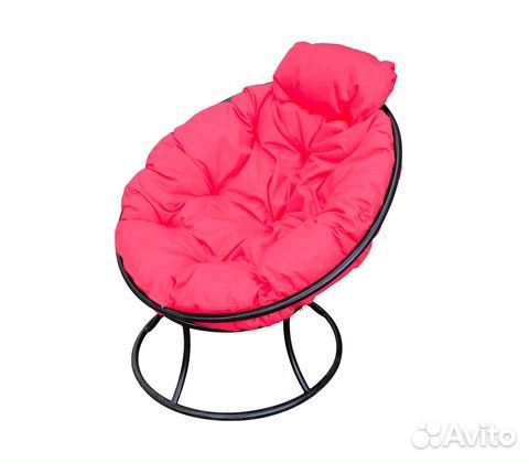 Кресло Папасан Мини металл (черное с розовой подуш
