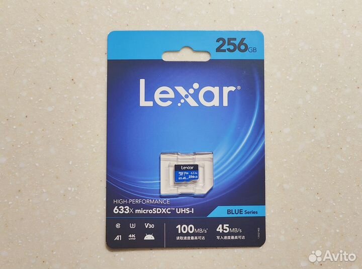 Карта памяти SD Lexar 256 Gb, Blue Series оригинал