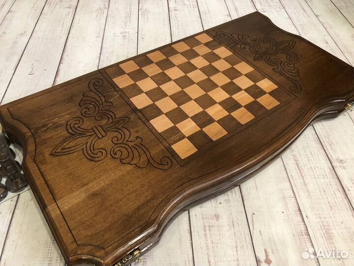 Нарды резные Лев с узором