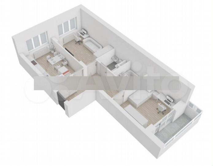 2-к. квартира, 58,6 м², 7/12 эт.