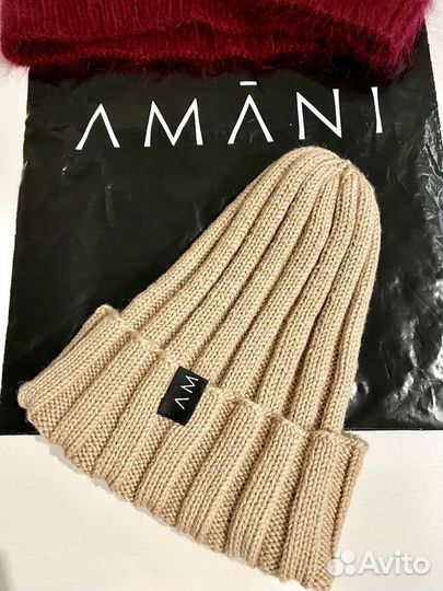 Шапка вязаная Amani brand шерсть новая