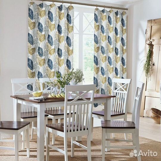 Штора для кухни на ленте Листья 145х180 см разноцв