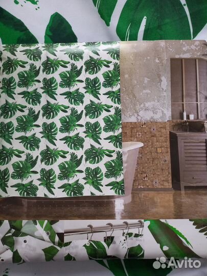 Новая шторка для ванной Тропики