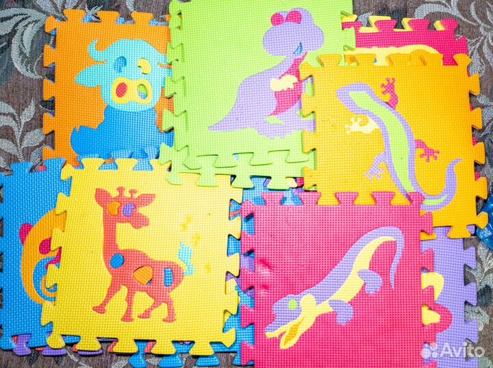 Детский коврик пазл животные 16 шт