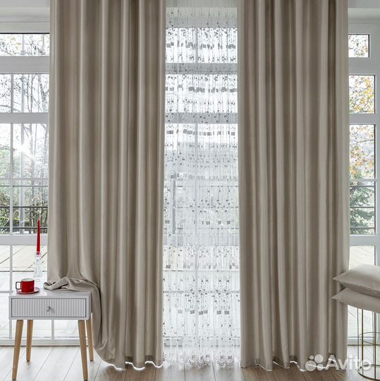 Шторы Адора сливочный новые на окна пошив