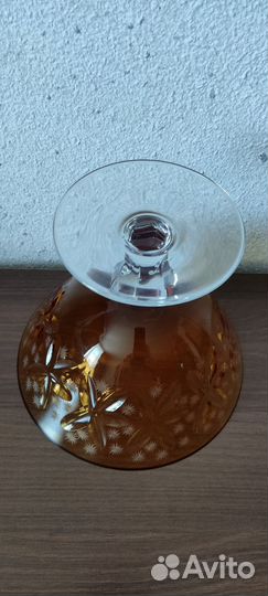 Ваза на ножке цветной хрусталь Богемия