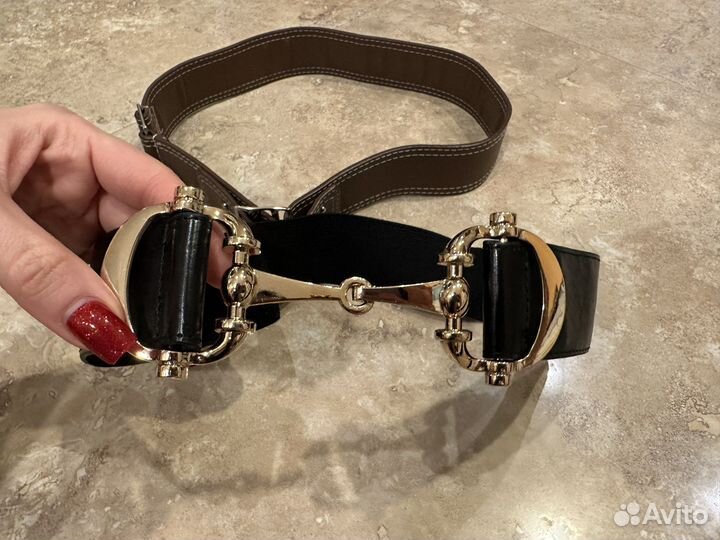 Ремень женский широкий кожа иск в стиле Gucci