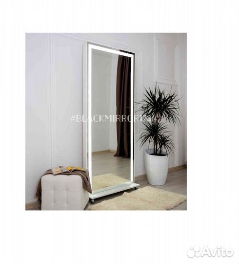 Зеркало с LED подсветкой на подставке с колёсиками