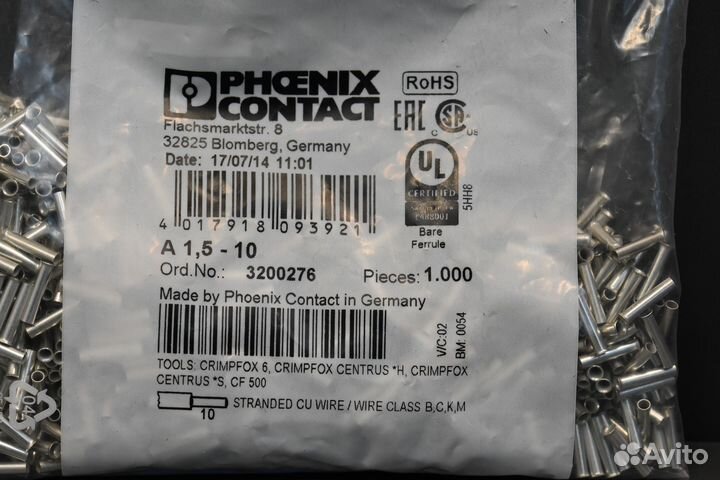 Phoenix contact 3200276 A 1.5-10 новый, 4000 шт