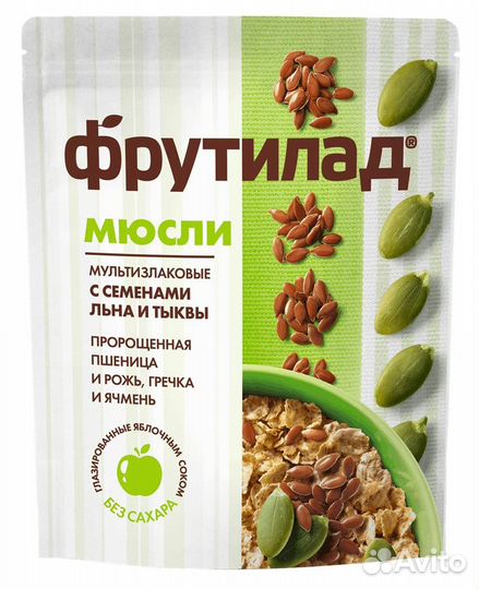 Мюсли мультизлаковые с семенами льна и тыквы Фрук