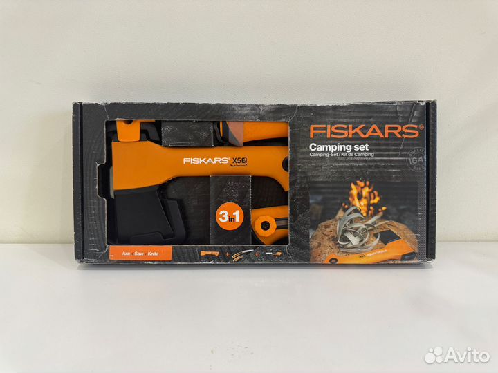 Новый тур набор Fiskars (топор, нож, пила)