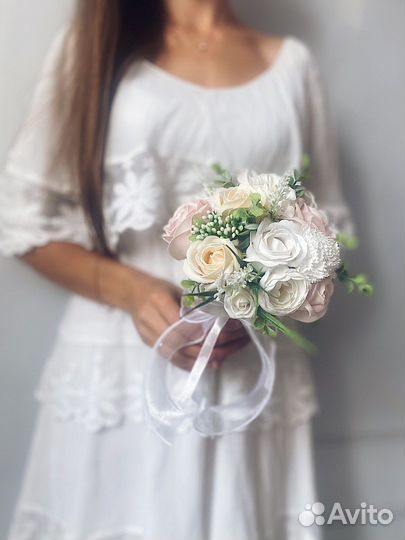 Свадебный букет невесты, дублер из мыльных цветов