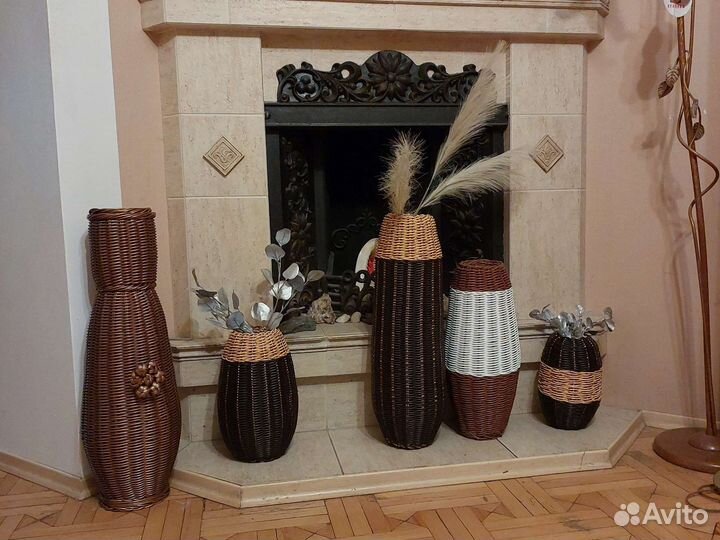 Вазы из ротанга для сухоцветов