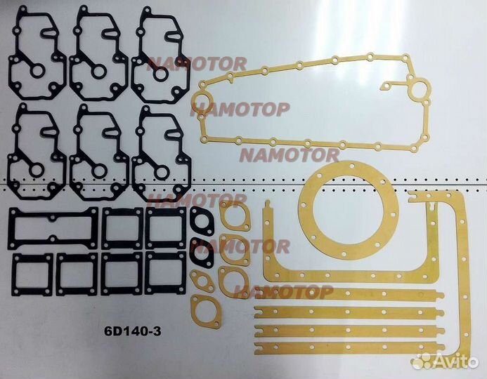 Ремкомплект двигателя komatsu 6D140-3. Полный Верх+Низ