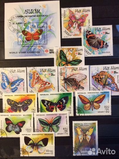 Марки фауна, паровозы, блоки