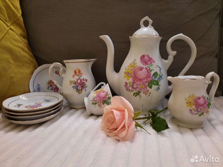 Сервиз чайный кофейный фарфоровый гдр винтаж