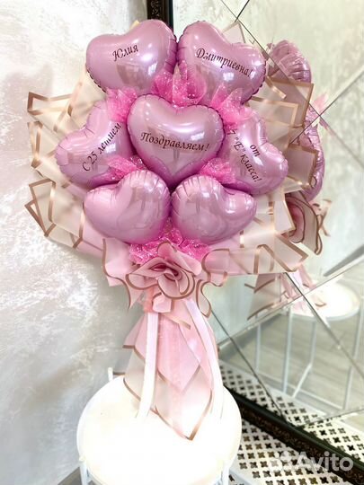 Букеты из сердец воздушные шары, гелевые шары