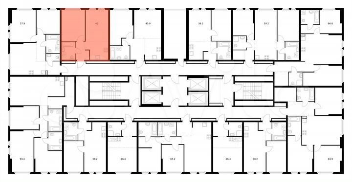 2-к. квартира, 42 м², 25/32 эт.