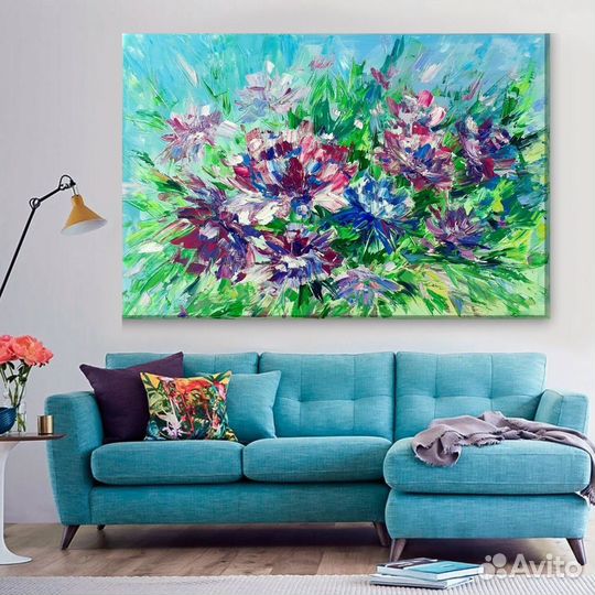 Яркая картина маслом Цветы пионы в наличии