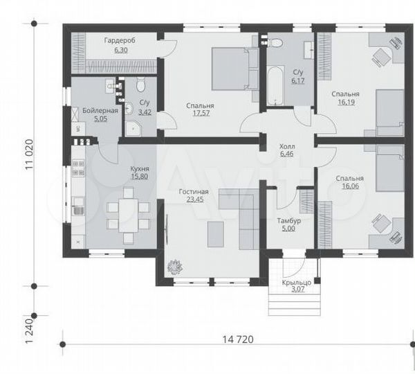 Дом 121 м² на участке 8 сот.