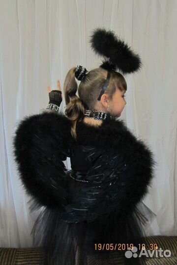 Шикарный чёрный Ангел Комплект рок Гламур Прокат