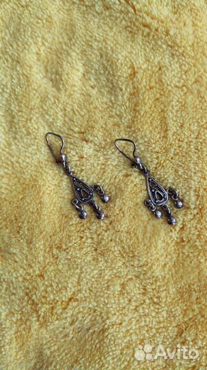 Серебряные серьги СССР винтаж, проба 925