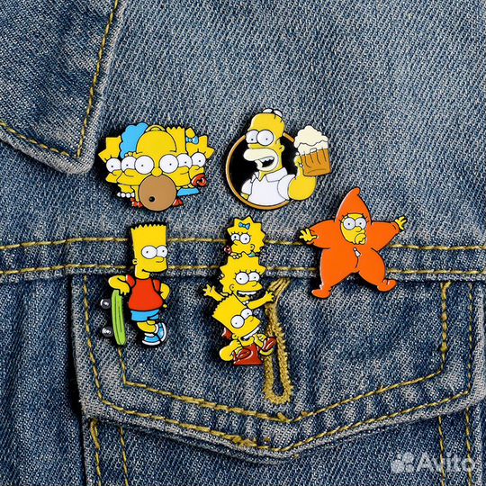 Значки симпсоны металлические 5шт
