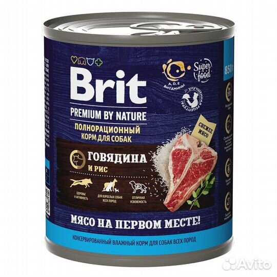 Brit premium by Nature консервы с говядиной и рисо