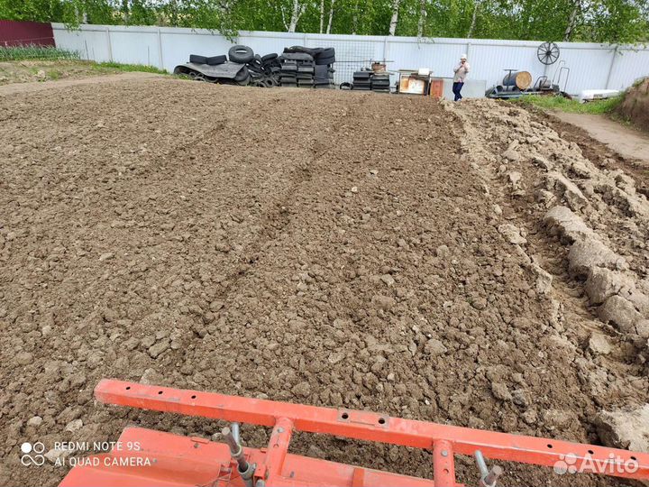 Вспашка земли, активной фрезой, газон под ключ