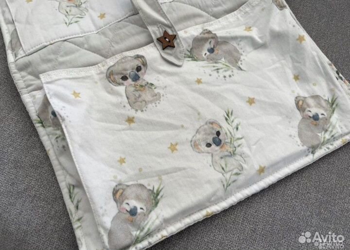 Карман органайзер на детскую кроватку коала серый