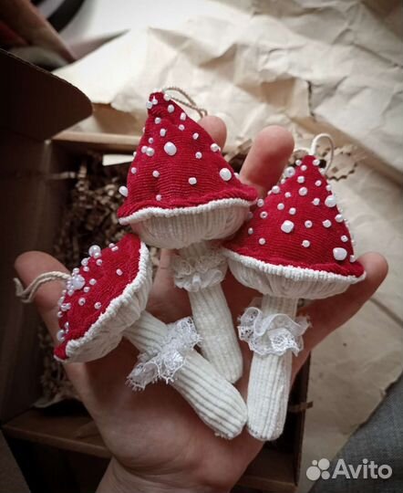 Текстильные грибы мухоморы игрушки