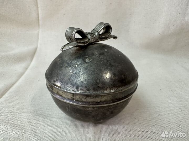 Шкатулка с бантом мельхиор чернение винтаж